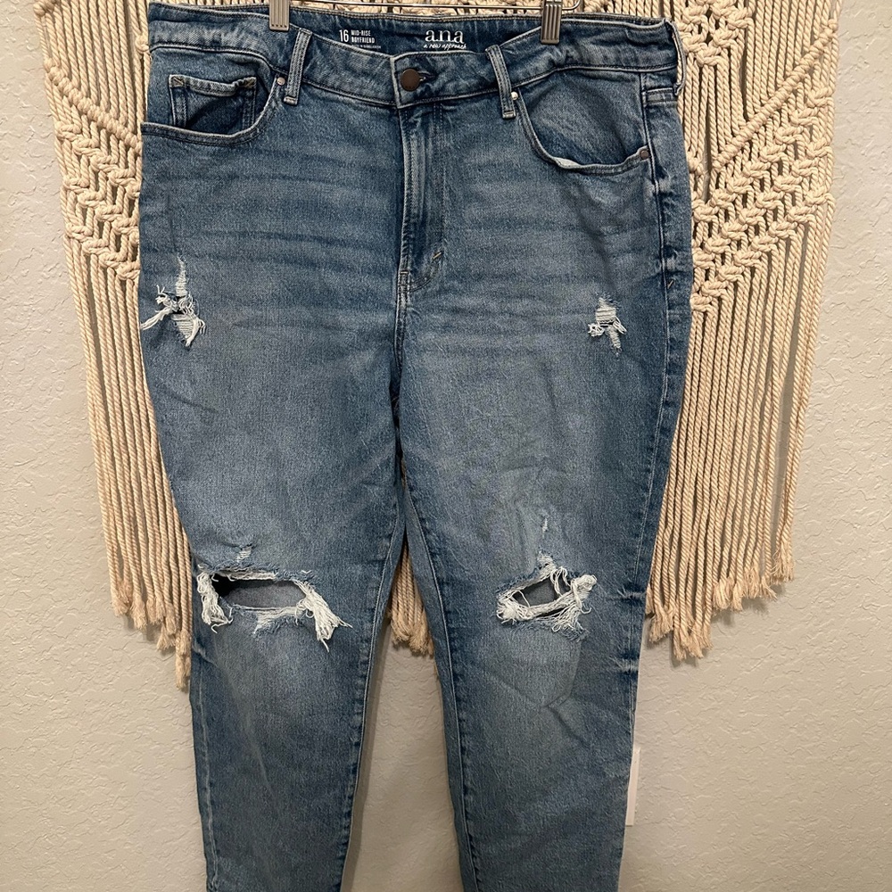 a.n.a Women's Ripped Blue Skinny Jeans